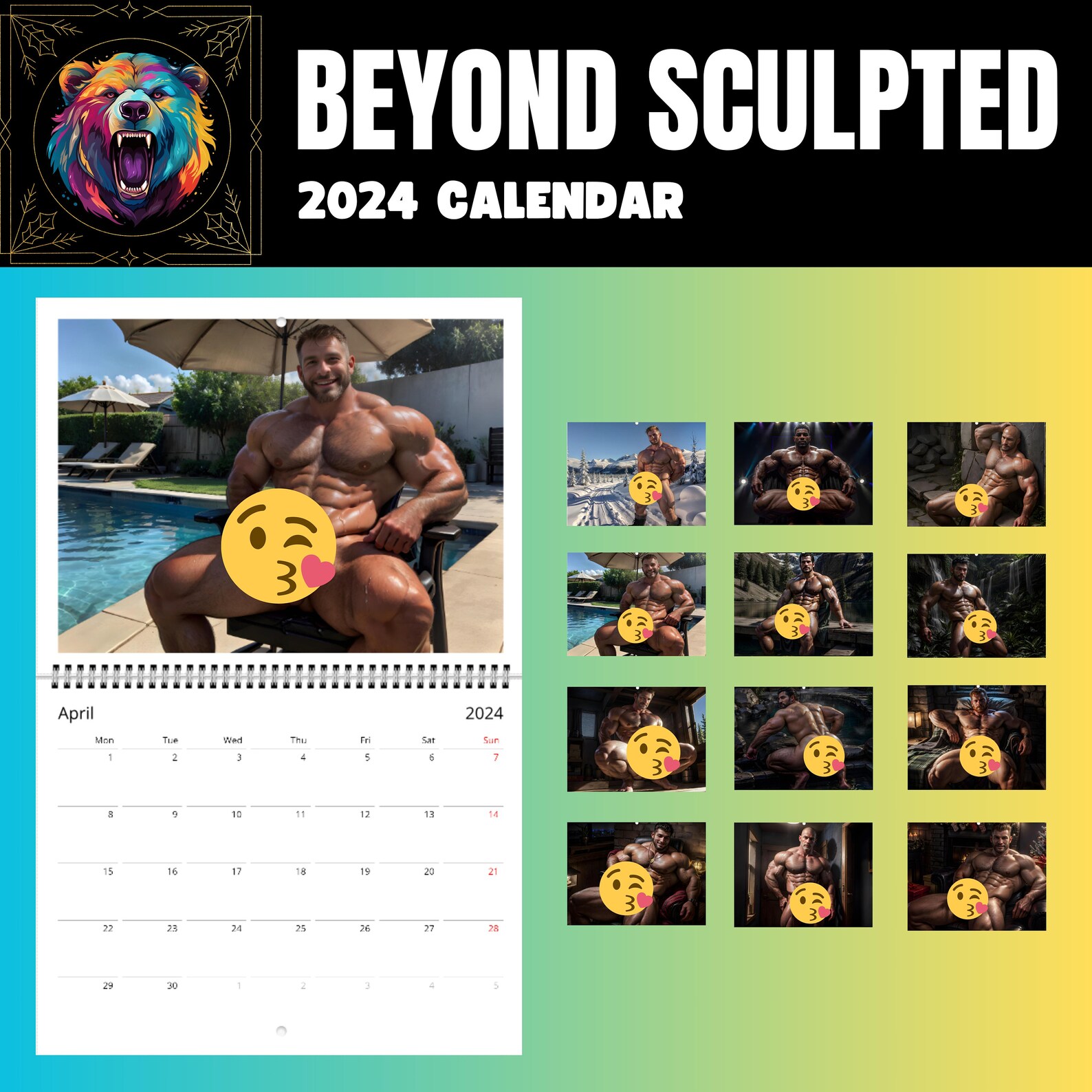 20242025 Beyond Sculpted Hunks Naked Calendar Muscular Hunks & Daddies