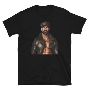 Gay Older Daddy Bear Leather Shirt - Pride Gay Biker Daddy Bear t-shirt