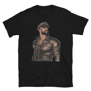 Hot Gay Hunk Moustache Daddy Leather Jacket Gay Pride Vintage Biker