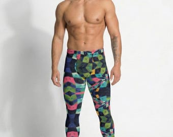 Abstract Block Meggings, Art Leggings, Cool Leggings , Festival Pants, Colourful leggings, Patterned Leggings
