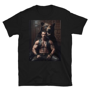 Muscle Gay Bear Leather Art Shirt, Gay Art Shirt for Gay Pride
