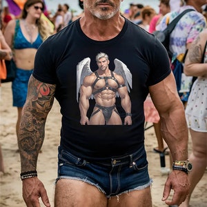 Gay Halloween Angel Unisex T-Shirt - Leather Daddy Bear Halloween Shirt -