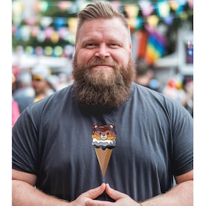 Cute Ice Cream Bear Pride Shirt, LGBTQ+ Gay Bear Pride Tee, Kawaii Bear Colors Pride Month