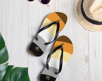 Gay Bear Pride Flip-Flops, LGBTQ Bear Brotherhood Sandals, Bear Pride Flag Shoes, Gay Bear Gift, Comfortable Summer Slides, Pride Footwear