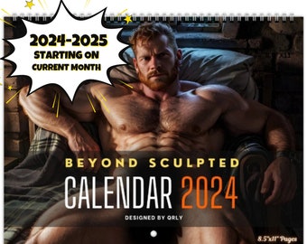 2024-2025 Beyond Sculpted Hunks Naked Calendar - Muscular Hunks & Daddies 8,5"x11"calendars - Gay Gift - Naked Men Wall Calendar