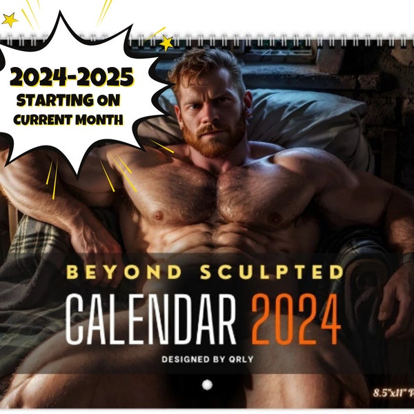 2024-2025 Beyond Sculpted Hunks Naked Calendar - Muscular Hunks & Daddies 8,5"x11"calendars - Gay Gift - Naked Men Wall Calendar