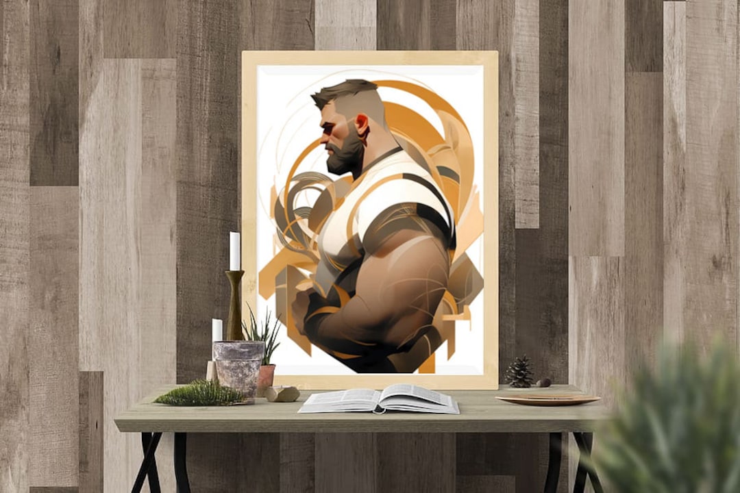 Gay Art: JAMES, Gay Print, Gay Muscle Bear Art, Hot Gay Bear, Jock