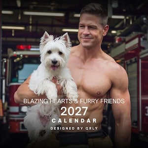 2027 Firefighter Hunks & Dogs Wall Calendar – Gay Gift