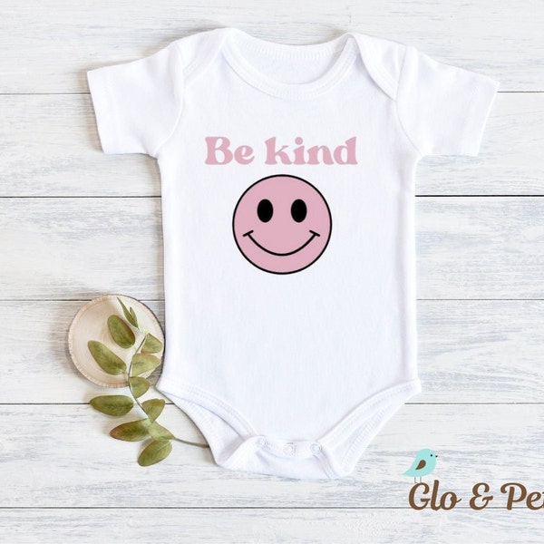 Be Kind Baby Bodysuit- Happy Face Be Kind Onesie, Purple Be Kind Onesie, Baby shower gift