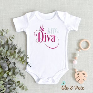 Little Diva baby Bodysuit, Red glitter Diva onesie, Little Diva bodysuit, baby Shower gift, Coming home outfit, baby girl outfit,