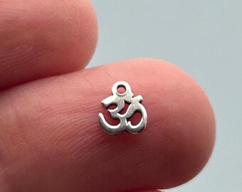 Om Charm Sterling Silver Laser Cut for Permanent Jewelry, Jewelry Making and Wholesale