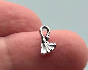 Sterling Silver 3D Gingko Leaf Charm, Jewelry Making Supply
