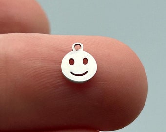 Smiley Face, Sterling Silver Laser Cut Charm for Permanent Jewelry, Jewelry Making and Wholesale