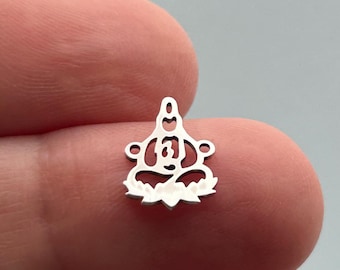 Guanyin Connector Sterling Silver Laser Cut for Permanent Jewelry, Jewelry Making and Wholesale