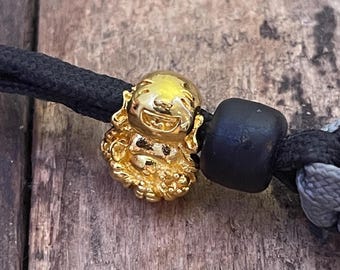 Handmade Budai AKA Laughing Buddha EDC Bead Gold Vermeil (Gold Plated over Sterling Silver)