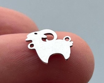 Sterling Silver Zodiac Ram Charm, Laser Cut Connector