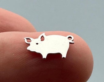 Sterling Silver Pig Charm: Zodiac Connector for Permanent Jewelry