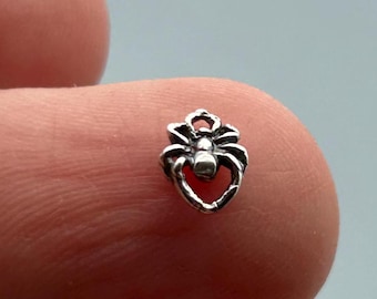 Spider Sterling Silver 3D Connector Charm Pendant Dangle for Permanent Jewelry