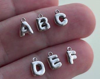 3D Puffy Sterling Silver Alphabet Letter Charms for Permanent Jewelry
