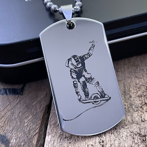 Laser-Engraved Onewheel Stainless Steel Dog Tag Keychain and Necklace