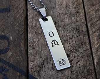 OM OHM AUM Laser-Engraved Stainless Steel Necklace Yoga Jewelry w/ Personalized Message