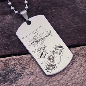 Laser-Engraved Onewheel Drawing Stainless Steel Dog Tag Keychain and Necklace