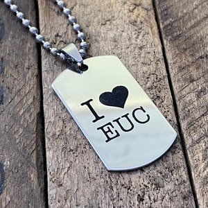 Personalized I Love EUC Electric Unicycle Stainless Steel Keychain and Necklace image 1