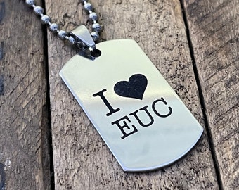 Personalized I Love EUC Electric Unicycle Stainless Steel Keychain and Necklace