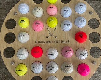 Golf Ball Holder LARGE 34 Ball Golf Wall Art Fathers Day Gift Dad (includes wall fittings) Funny Wash your Balls valentine's gift