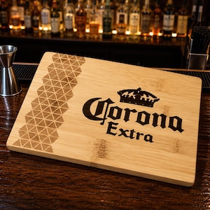 Corona Extra Bamboo Chopping Board – Home Bar BBQ Party Accessory (21 x 15cm)