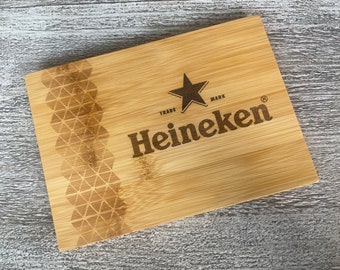 Heineken Bamboo Chopping Board, Home Bar Decor