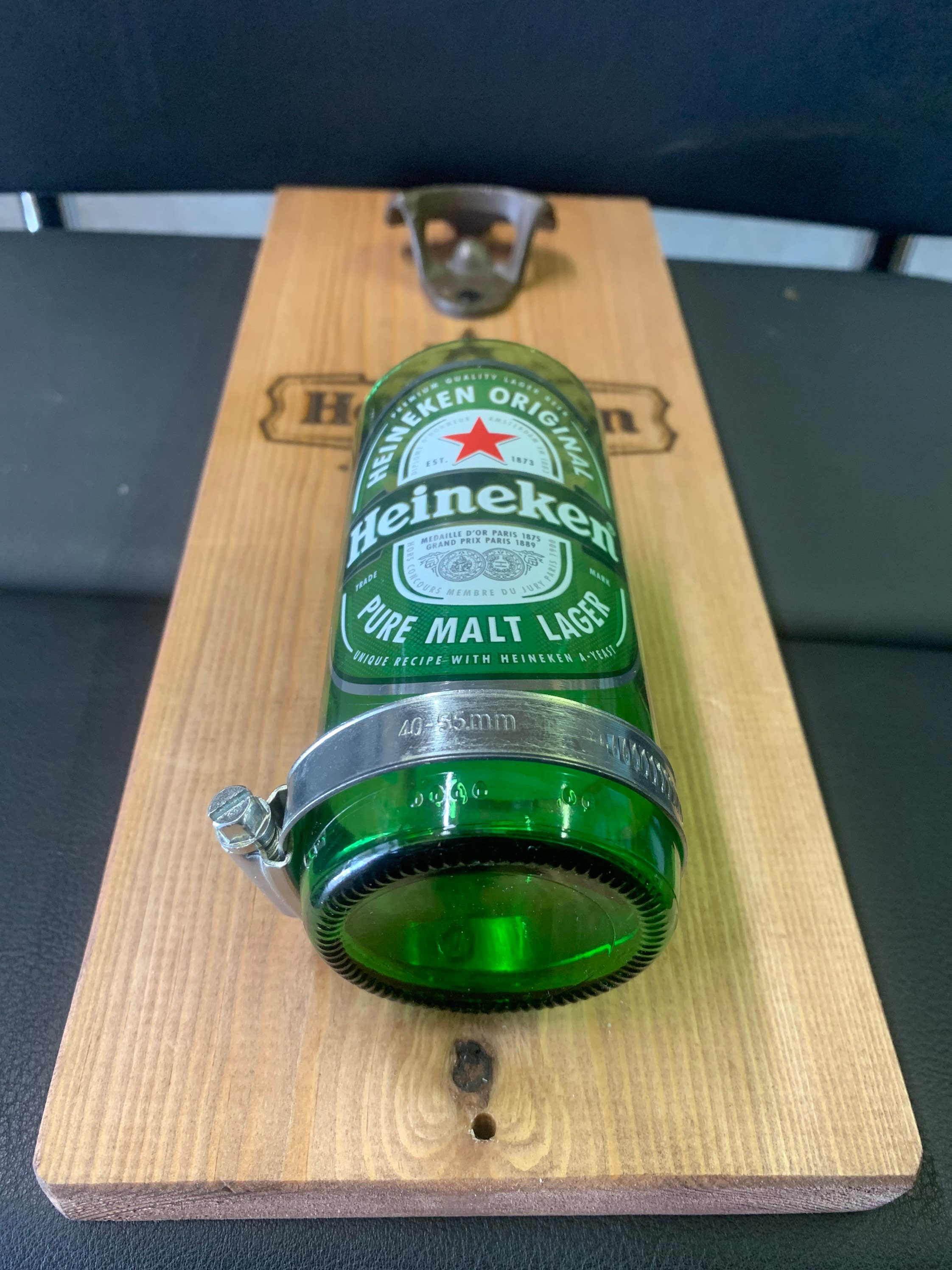 Heineken wall mounted wood bottle opener with bottle top Etsy