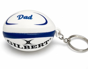 Dad Gilbert Rugby Ball Keyring – Blue Dad Printed Gift