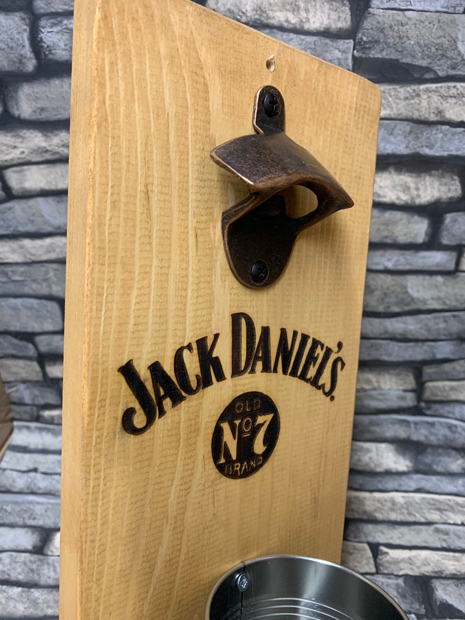 Jack Daniels Wall Mounted Bottle Opener Wood Rustic Man cave Etsy