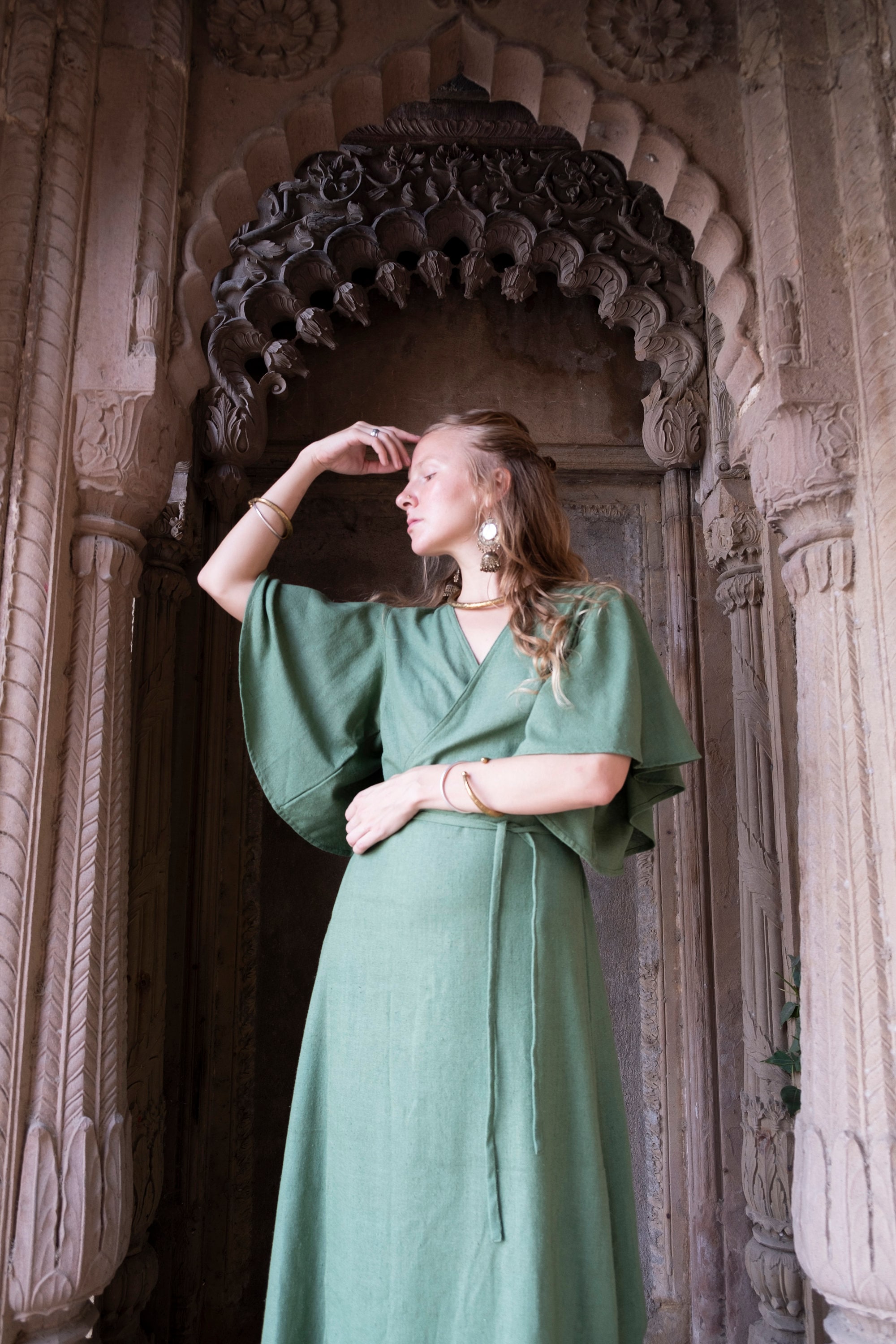 raw silk green dress Maria B | Pre Fall Dresses