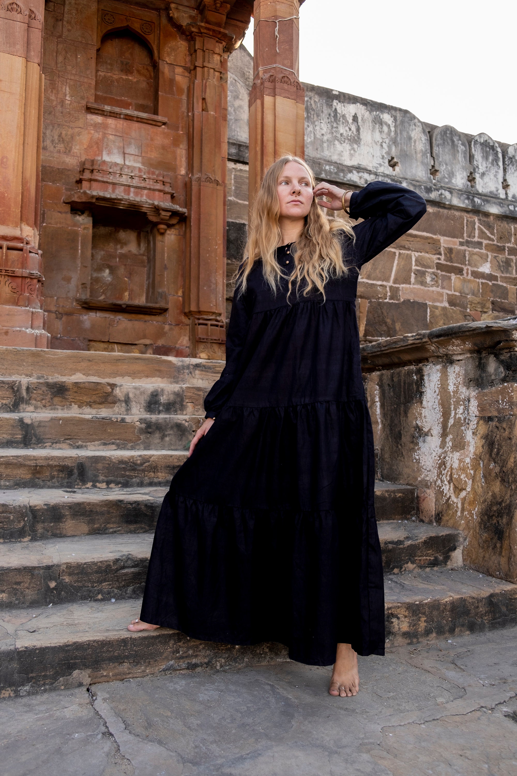 新品未試着タグ付 Side Lace Up Long Dress LXXWMxBH long sleeve dresses for women 2024 Zipper Front A