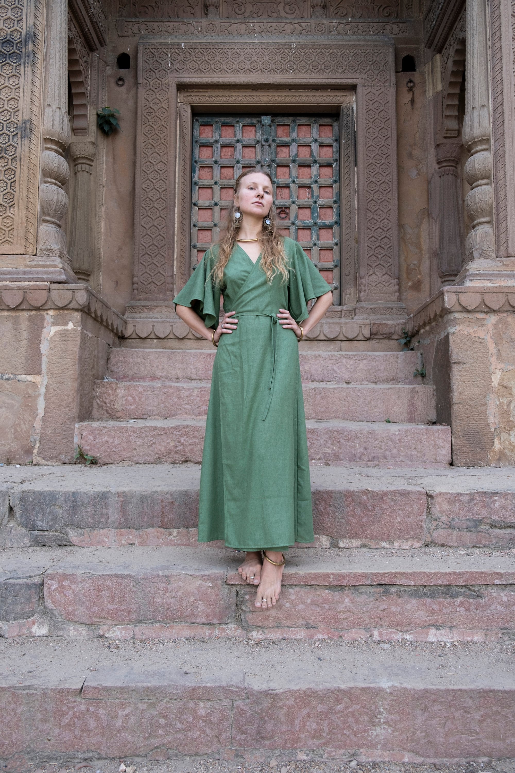 Raw silk Emerald green dress ... Unique silk dress ... Bohemian clothing ... Ethnic dress ... Ceremonial silk robe ... Peace silk ... Authentic silk