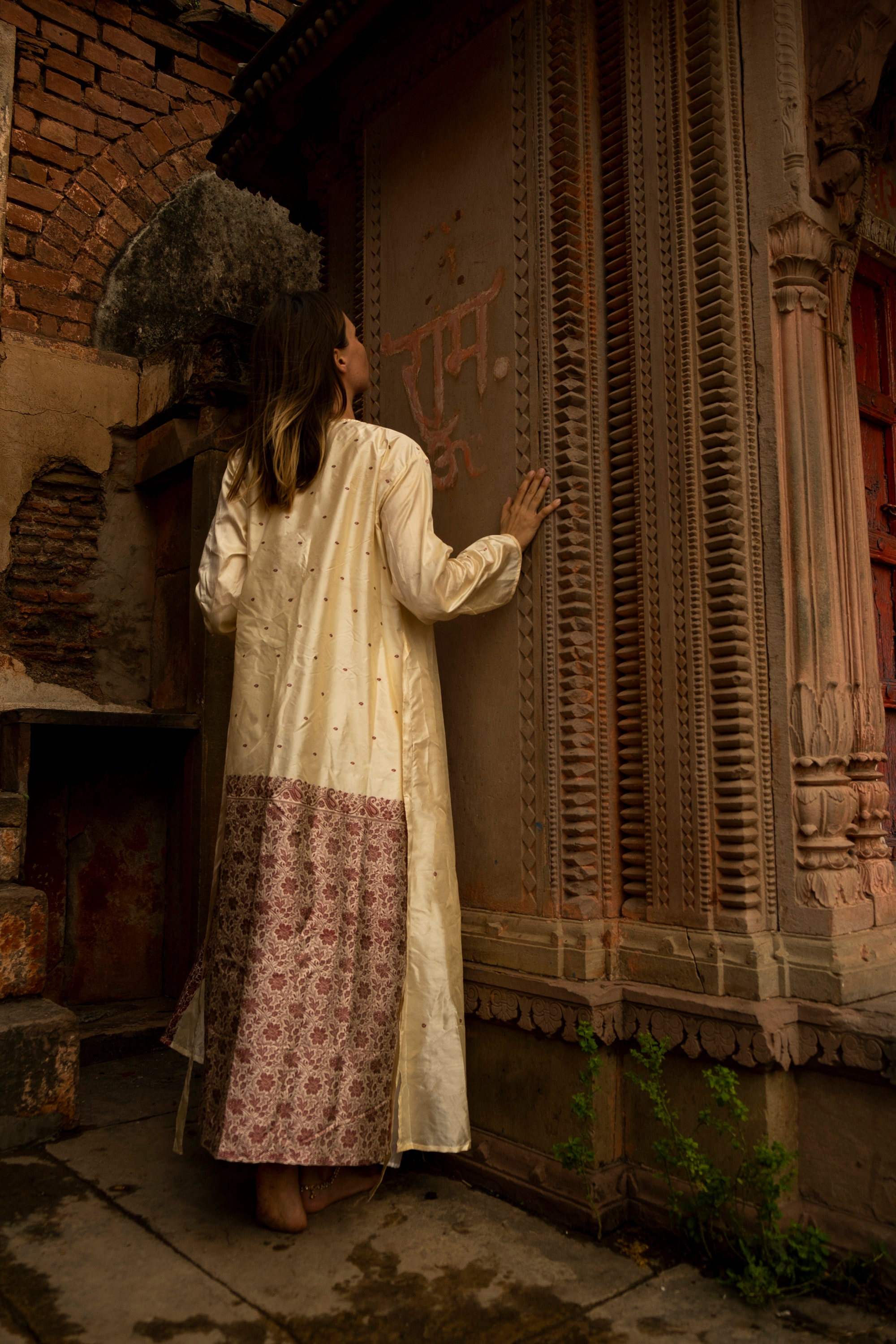 Peace Hope Robe Ivory Pure Silk Long Robe ︙ Peace Silk ︙ Pure Silk Kimono ︙ Unique Silk ...