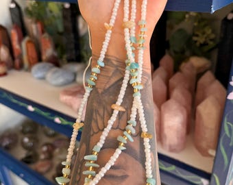 Amazonite and Citrine Authentic Confidence Waist Bead Set, Permanent Tie On or Non Permanent Crystal Waist Beads
