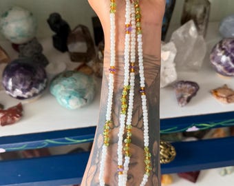 Amethyst and Peridot Refresh Waist Bead Set, Belly Band Weight Loss Tracker , Permanent Tie On Crystal Waist Beads