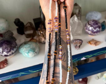 Protection and Balance Waist Bead Set, Belly Band Weight Loss Tracker , Permanent Tie On Crystal Waist Beads