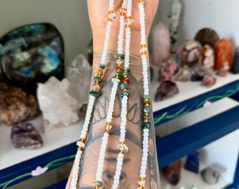 Fancy Jaspis und Bergkristall Stabilität Taille Perlen Set, Bauchband Gewicht Verlust Tracker, permanente Krawatte auf Kristall Taille Perlen,