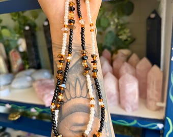 Protected Manifestation + Disciplined Success Waist Bead Power Set, Permanent Tie On or Non Permanent Removable Crystal Waist Beads,