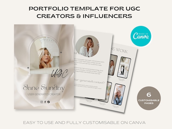 UGC Creator Portfolio Template, User Generated Content, UCG Creator, Canva Template, Media Kit, ugc guide, customisable, Minimal Aesthetic