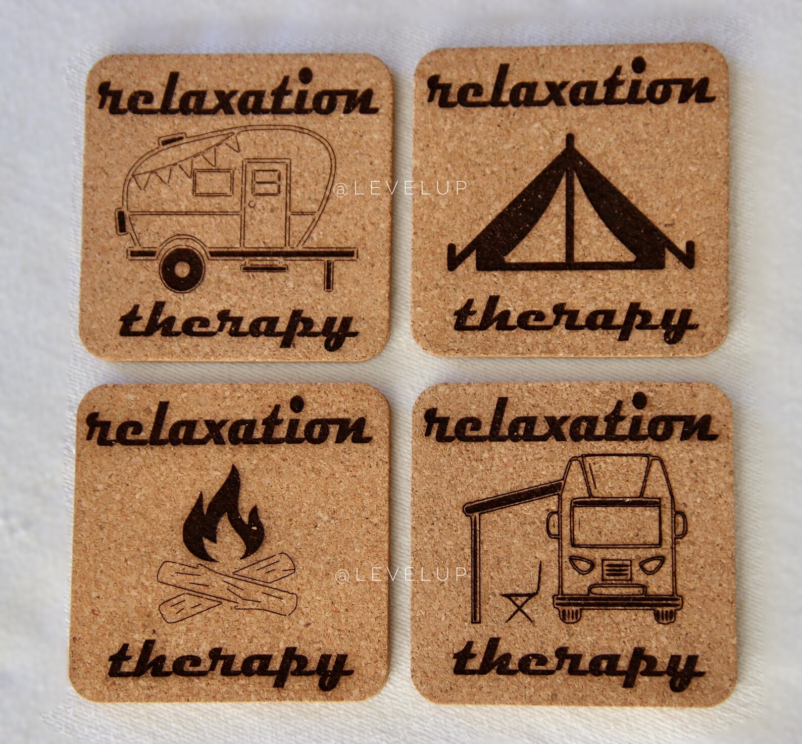 Camping Coasters Set of 4 Etsy