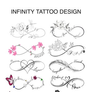 Benutzerdefinierte Infinity Symbol Tattoo-Design, Infinity Kind Tattoo, Infinity Zeichen Tattoo, digitale Datei PNG, personalisierte Paar Jahrestagsgeschenk,