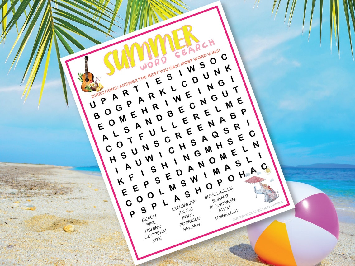Summer Word Search Printable Summertime Games Party Games Summer Summer Word Search Printable Summertime Games Party Games Summer