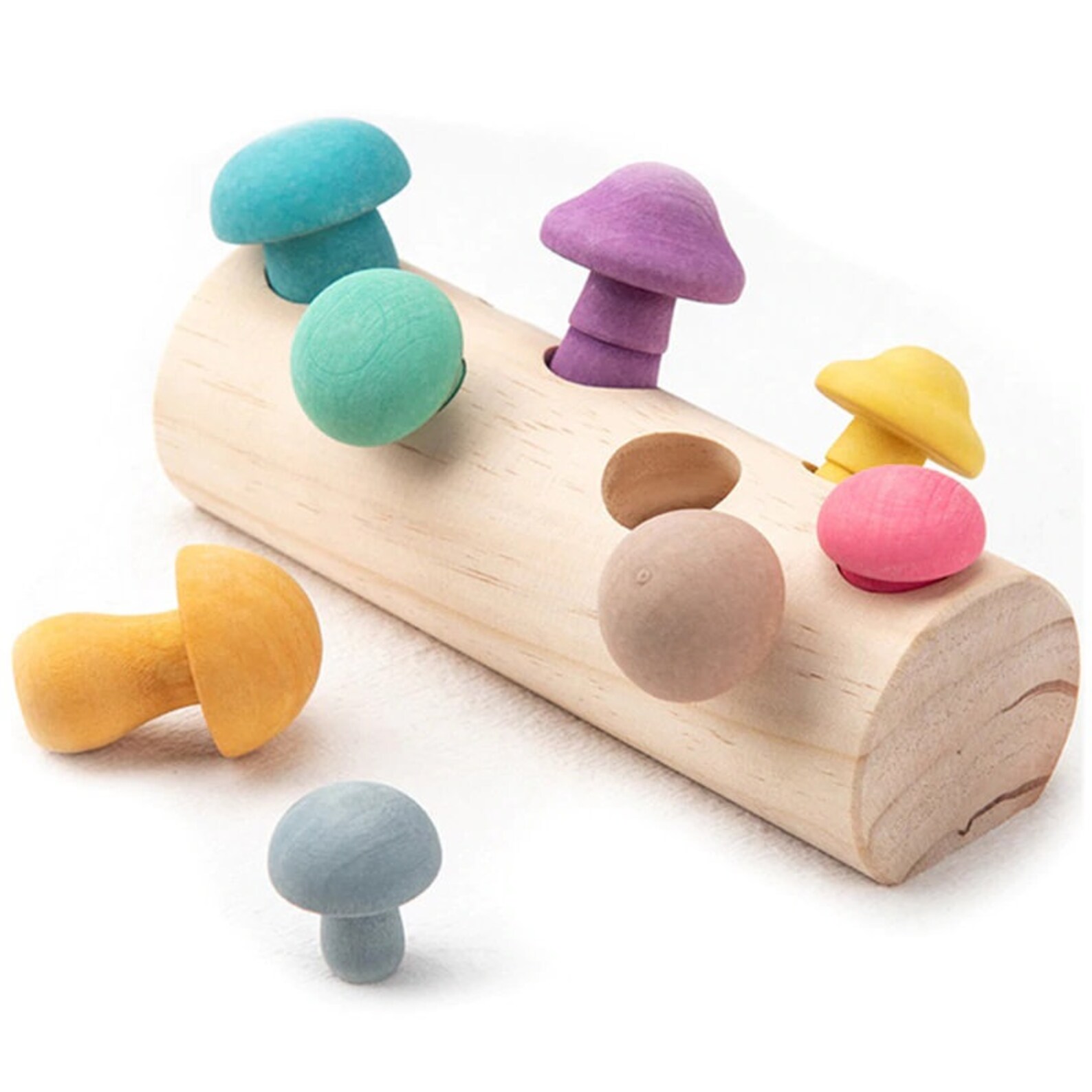 Montessori Wood Learning Toy Wooden Toddler Toy Mushroom Wood Etsy
