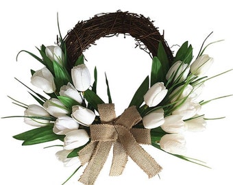 Front Door Wreath | Tulip Door Decor and Door Hanger | Home Wall Decor | Year Round Wreaths | Wedding Bridal and Background Decoration