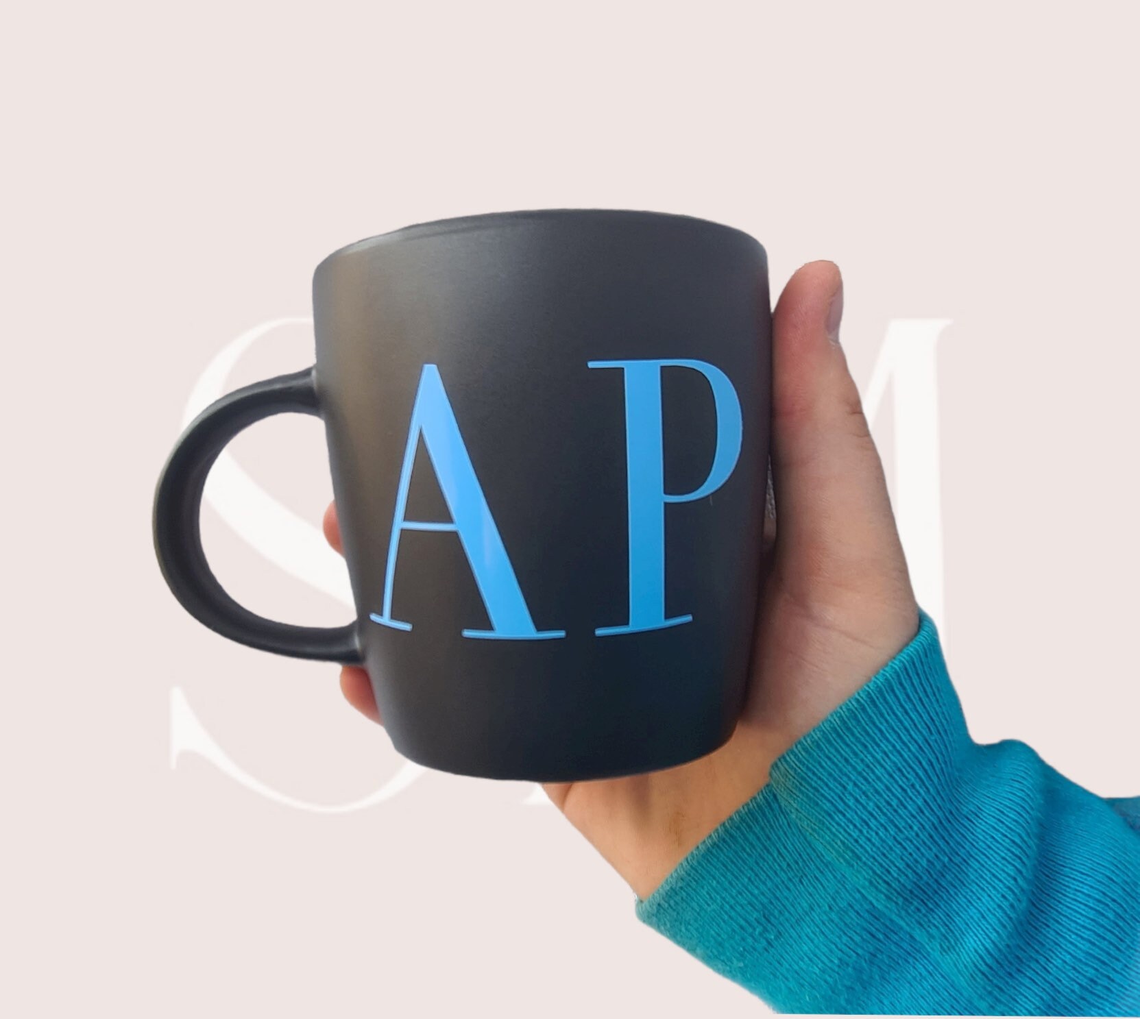 Personalised Mug with Initials Black Etsy